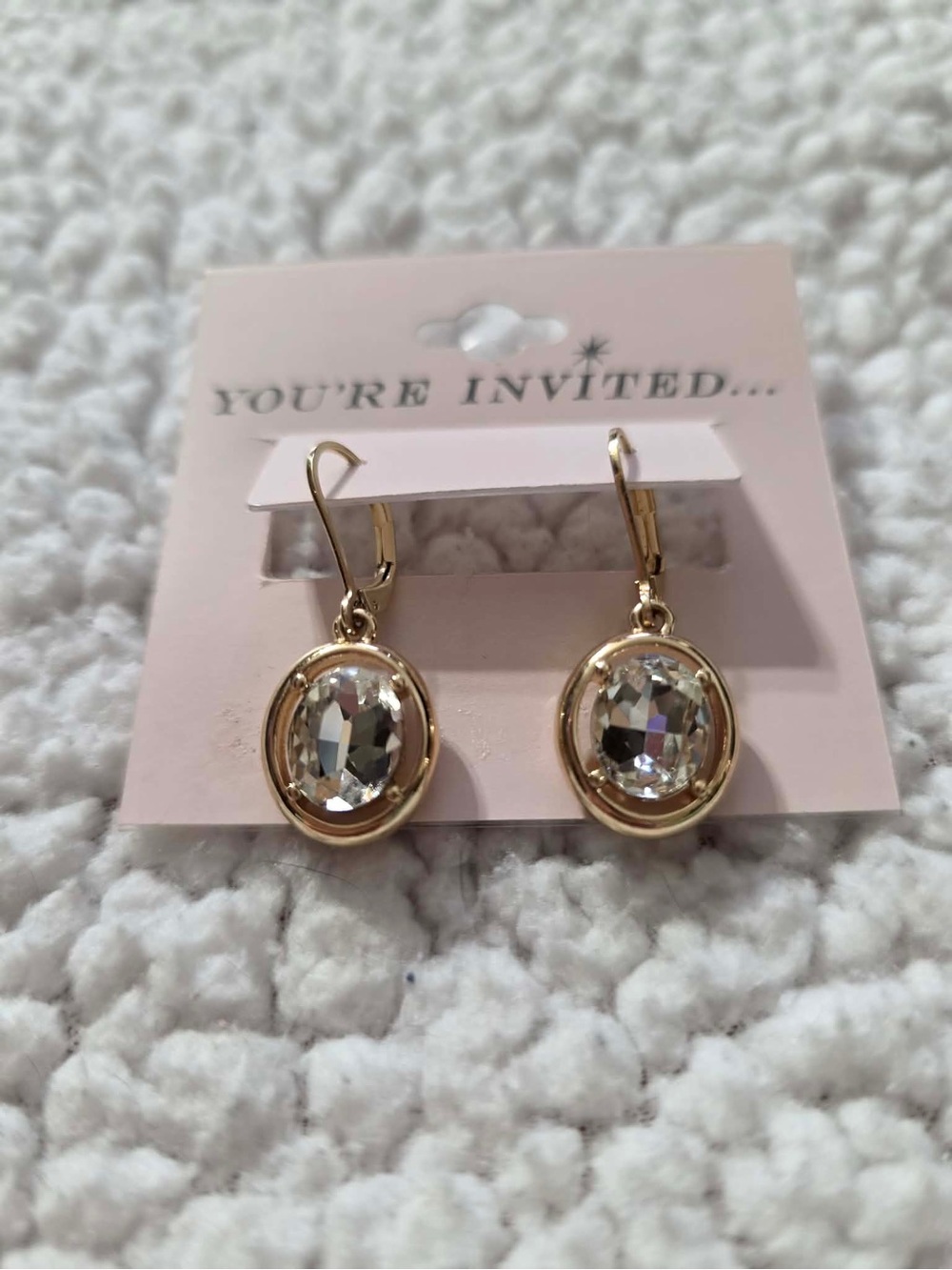 Gold Crystal Oval Drop Earrings - You're Invited